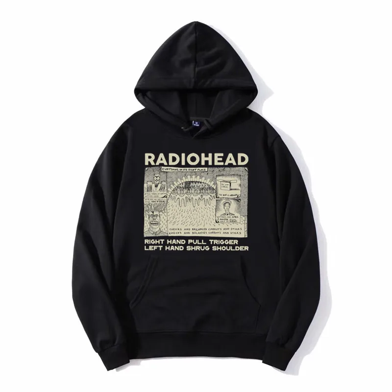 Felpa Con Cappuccio Con Stampa Radiohead English Rock Band Felpa Con Cappuccio Traspirante Retrò Divertente Felpa Con Cappuccio In Cotone Con Cerniera