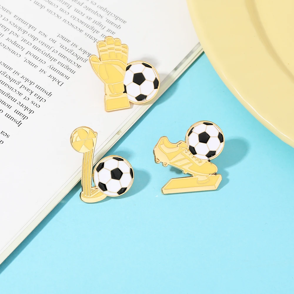 Soccer Shoes Goalkeeper Gloves Trophies Design Football Enamel Pins Sports Fans Golden Brooches - Image 2