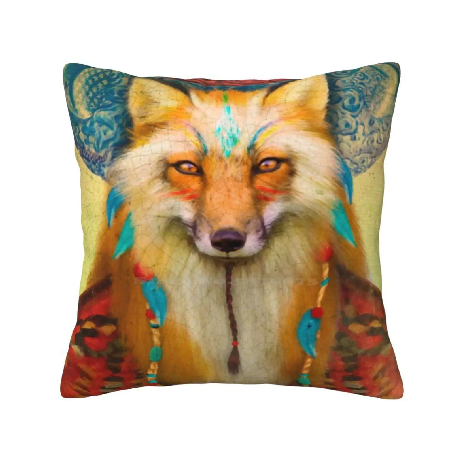 Wise Fox Funny Cute Decor Square Federa Tribal Aimee Stewart Animal Red Fox Shaman Muse Totem