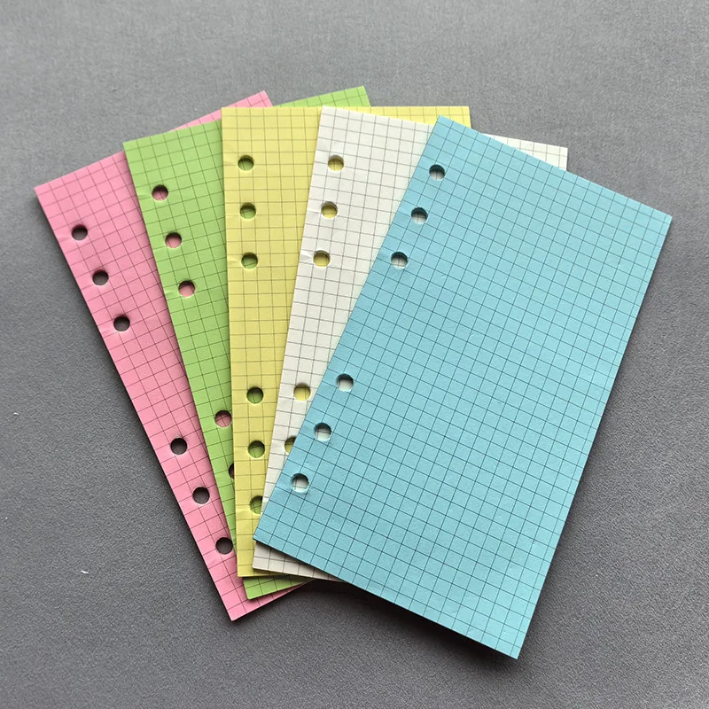 50 Blatt A6, buntes Raster, lose Blätter, Nachfüllung, Spiralbinder, Innenseite, Linie, leeres Bastelgitter im Inneren, Papier, Schreibwaren – Detail 6