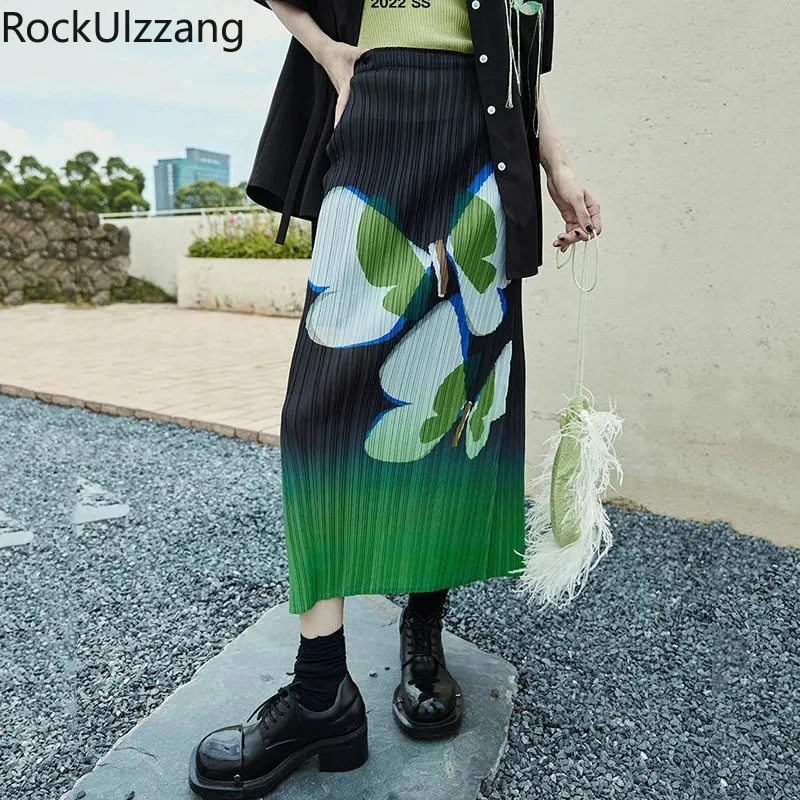 

Юбка женская плиссированная с эластичным поясом, милая винтажная ткань с рисунком бабочки, маргаритки, со складками, в стиле бохо, y2k