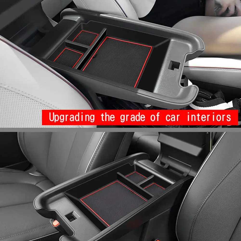 

For Hyundai IONIQ 5 2021+ Armrest Storage Box Organizer Stowing Tidying Accessories Console Tray Car Black Center H5F6