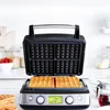 Classic waffle iron, dishwasher safe board, adjustable shadow/shrink control, no spills, easy to clean breakfast, black 2