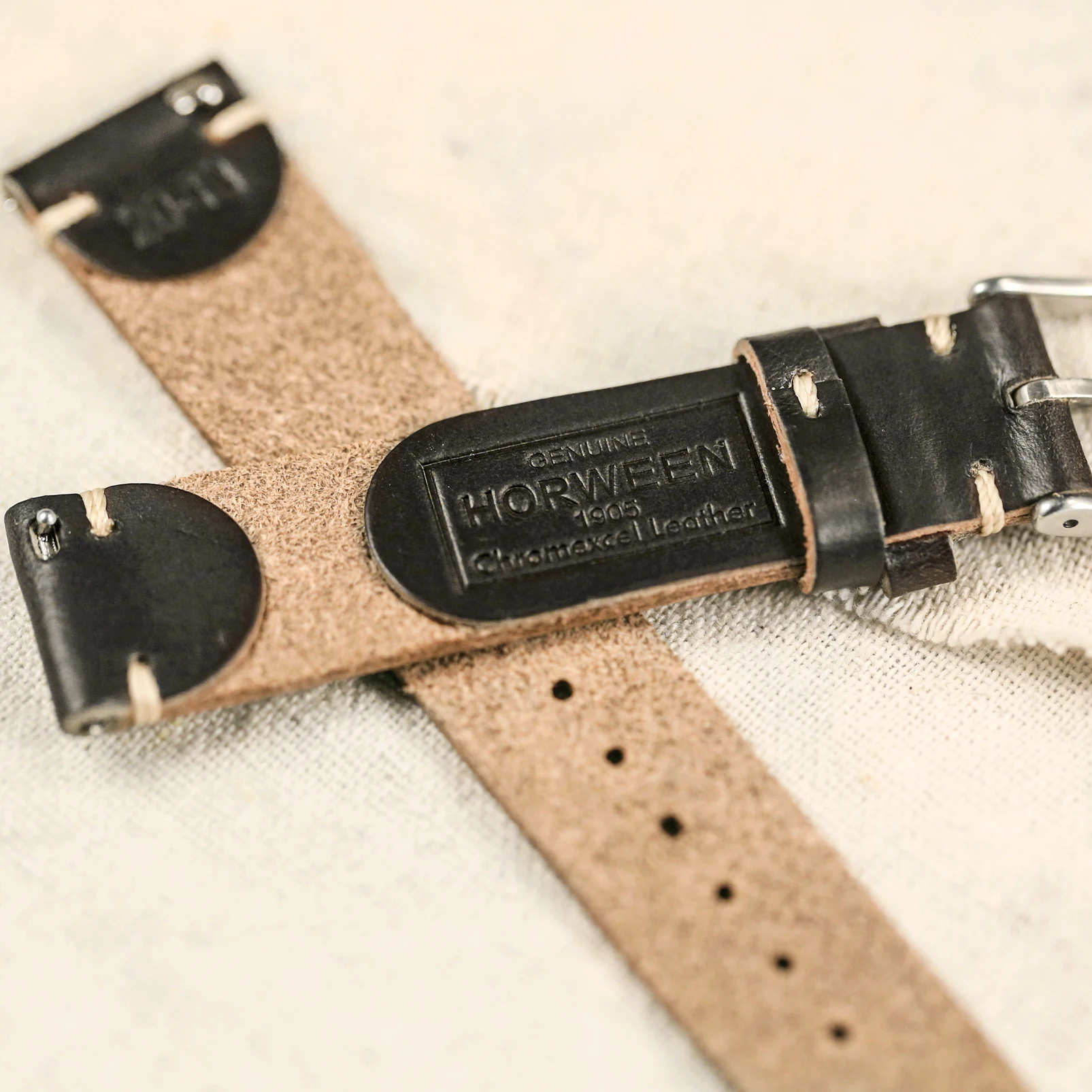 Horween US Chromexcel Leather Watch Bands Black Soft Wrap Handmade Leather Straps 18mm 20mm 22mm