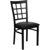 4 Pack Metal Restaurant Dining Chair Window Back Black Vinyl Seat Commercial Grade Durable Support 500 lbs Stylish Kitchen Bar 2
