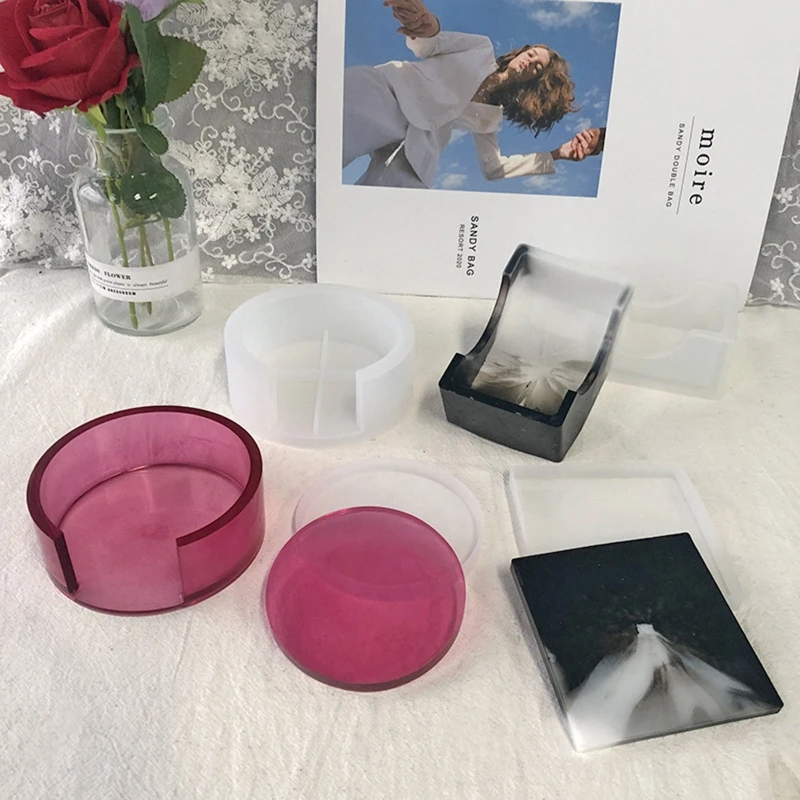 

4/5 шт., смоляные формы для подставок, силиконовые формы для хранения подставок, квадратные круглые