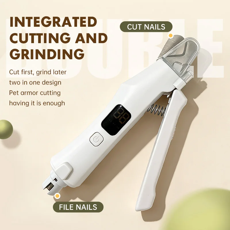 Krallenschere für Haustiere mit LED-Licht und digitaler Anzeige, wiederaufladbarer 2-in-1-Krallentrimmer und -schleifer für Hunde und Katzen, Pflegezubehör für Haustiere_voghion.com