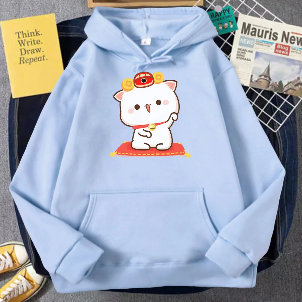 

Newly Peach Cat Print Hoodie Cartoon Funny Cute Sweatshirts 2022 Winter and Autumn Loose Harajuku Unisex Hooded for Men/Woman