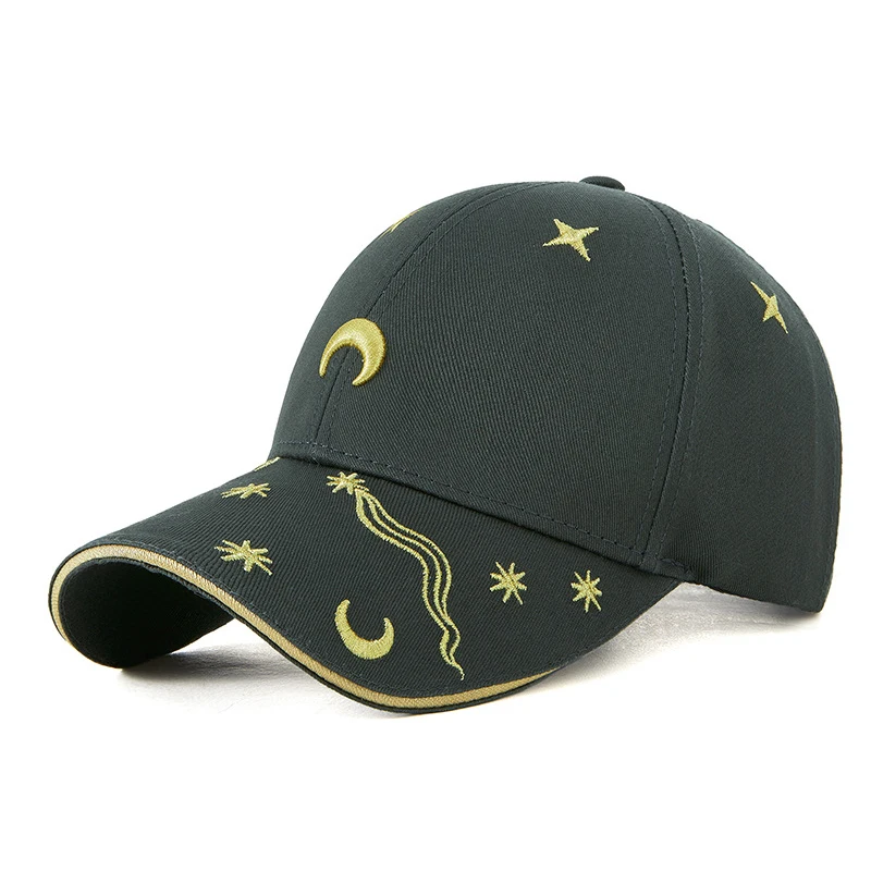 Baseball Cap Men Women Sun Protection Curved Bill Moon Embroidery Hat Accessory For Holiday Running Sports Beach xinda hats sports mountaineering trekking running big head cap men and women caps baseball all match sun hat sun protection