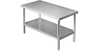 SucceBuy Stainless Steel Prep Table 550lbs Load Capacity Heavy Duty Metal Worktable with Adjustable Undershelf Workstation