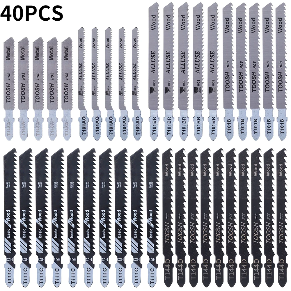 35/40Pcs Jig Saw Blade Jigsaw Blades Set Metal Wood Assorted Blades Woodworking Power Tool Saw Blade For Bosch Dewalt Hitachi