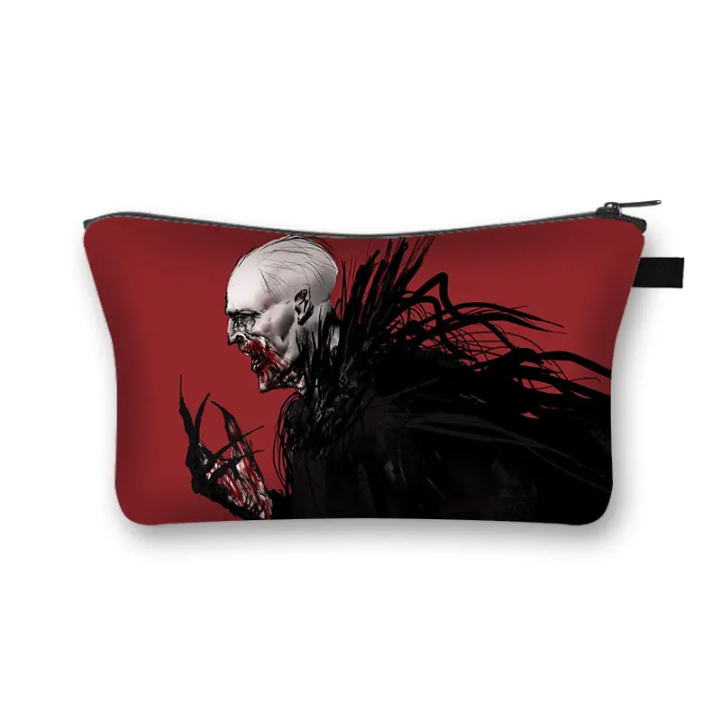 Vampire VLAD TEPES Cosmetic Case Vampire Bat Ghost Women Makeup Bag Canvas Toiletry Bag Small Clutch Lipstick Cosmetic Bags