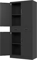 Metal Storage Cabinet with Locking Doors and Adjustable Shelves, Lockable Storage Cabinets with Drawers for Home Office Garage 1