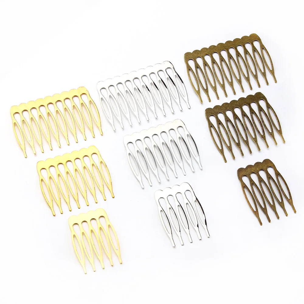 

10pcs Comb Hairpins Copper Plated Blank Hair Clip Rhodium Gold Color 5/8/10 Teeth Hair Combs Diy Jewelry Accessories