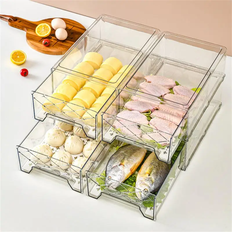 

Refrigerator Organizer Storage Box Fridge Organizers Bins Plastic Stackable Drawer Container for Kitchen Refrigerator & Cabinets