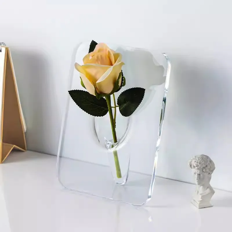 20&times;15cm Creative Art Acrylic Photo Frame Vase Hydroponic Flower Arrangement Device Transparent Vase Home Decoration Ornaments
