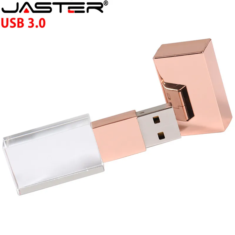 JASTER 새 크리스탈 USB 플래시 펜 드라이브 맞춤형 로고 Cle USB 3.0 4GB 16GB 32GB 64GB 웨딩 선물 펜드라이브 (10개 이상 주문 시 무료 로고 제공)