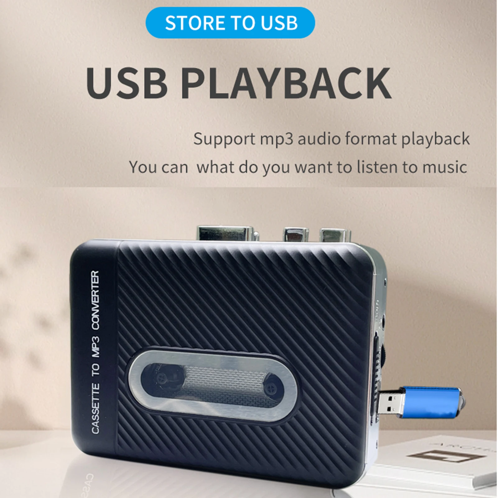 Cassette Player Cassette to MP3 Converter Portable Tape Player Captures MP3 Audio Music via USB Computers to