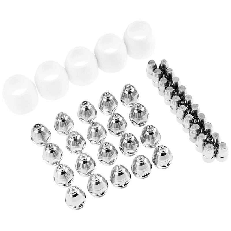 

Hot 45Pcs P80 Electrode Tips 1.3 Nozzle Shield Cup for P-80 Plasma Cutter Torch Consumable 80-100A Welding Soldering Tool