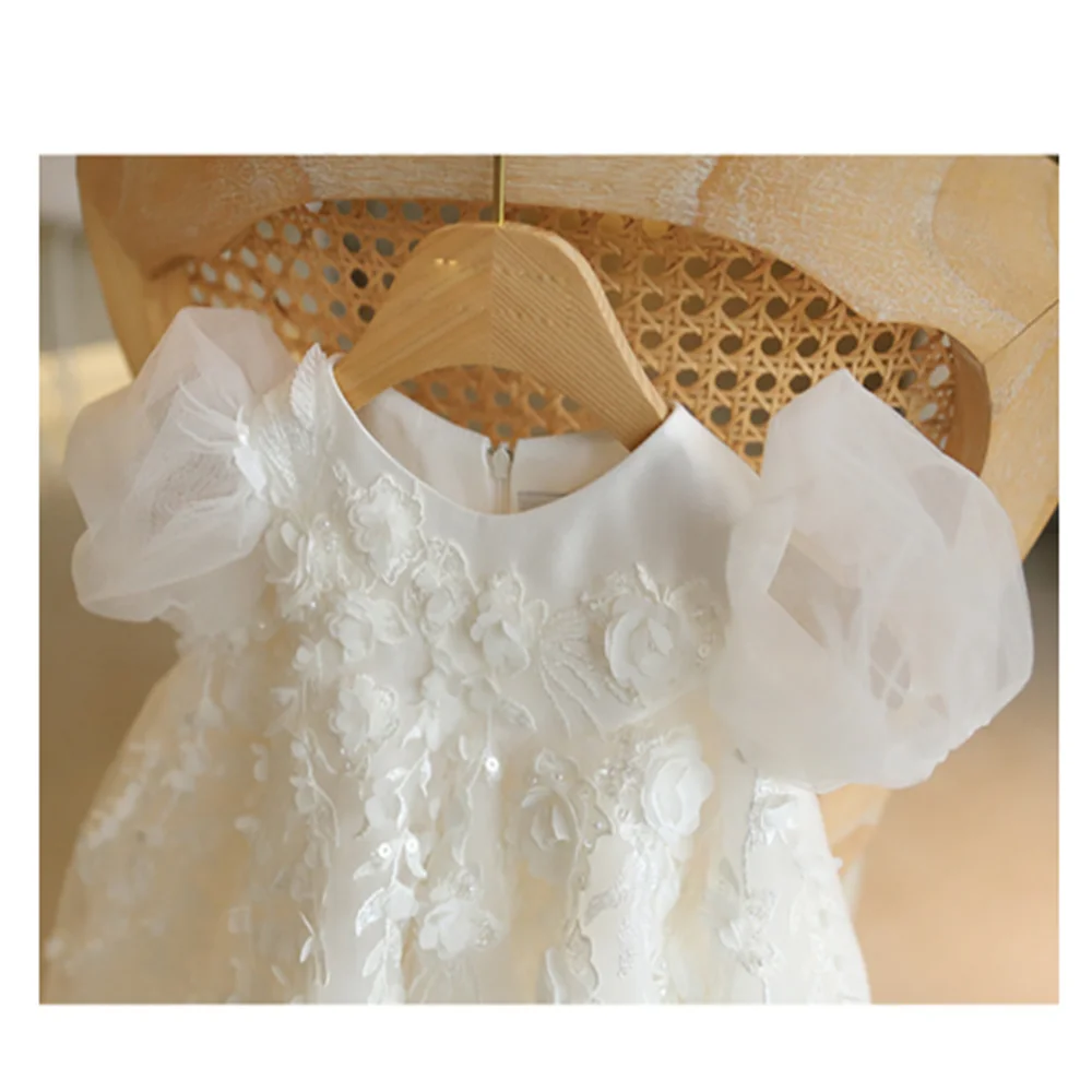 Baptism High Waisted Princess Dress Baby Birthday Wedding Dress Flower Girl Fluffy Communion Gown flower girl dresses