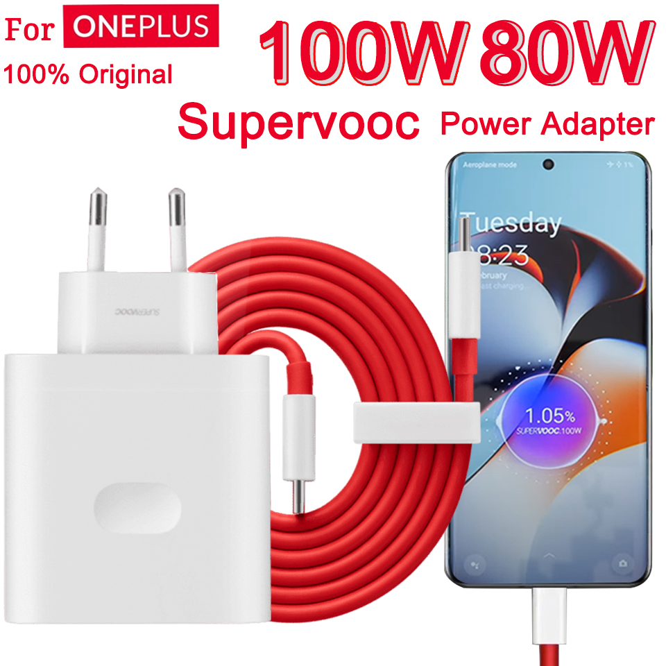 Original Oneplus Charger Supervooc 100W Type-A Power Adapter EU US 80w Super Fast Type C Cable One Plus 12 11 10 Pro Nord CE 3