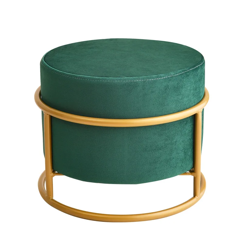 Foot Stool Fabric Shoe Stool Home Decor Chair Furniture Stools Flannel Chair Living Room Ottoman Round Stools Height Adjustable