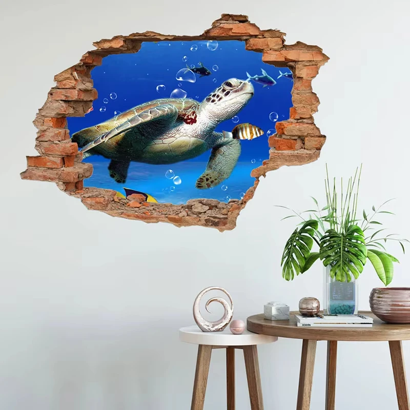 3Dwall stickers simulation broken wall through wall false Windows living room children's room bedroom background space stic F22