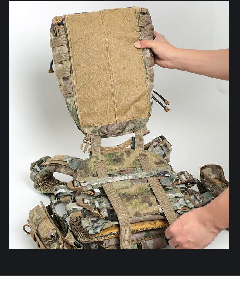 Taktische Weste Rucksack Träger Aufbewahrungstasche mit abnehmbarer Hakenschlaufe Molle Panel Platte Jagd – Detail 9