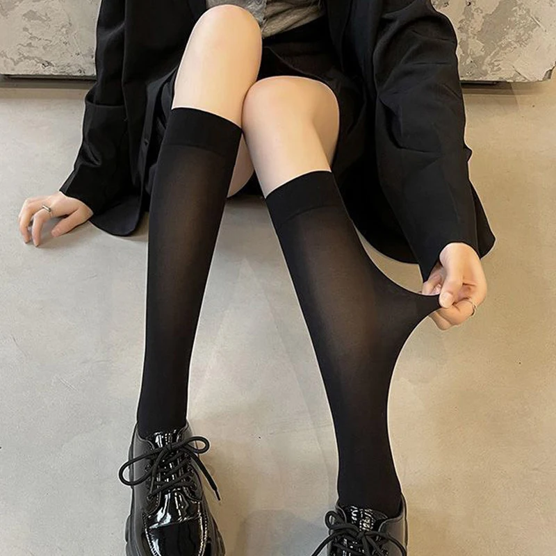 

Women Silk Ultra-Thin Socks Transparent Elastic Ladies Spring Summer Over The Knee Stockings Girl Cute Lolita Jk Nylon Long Sock
