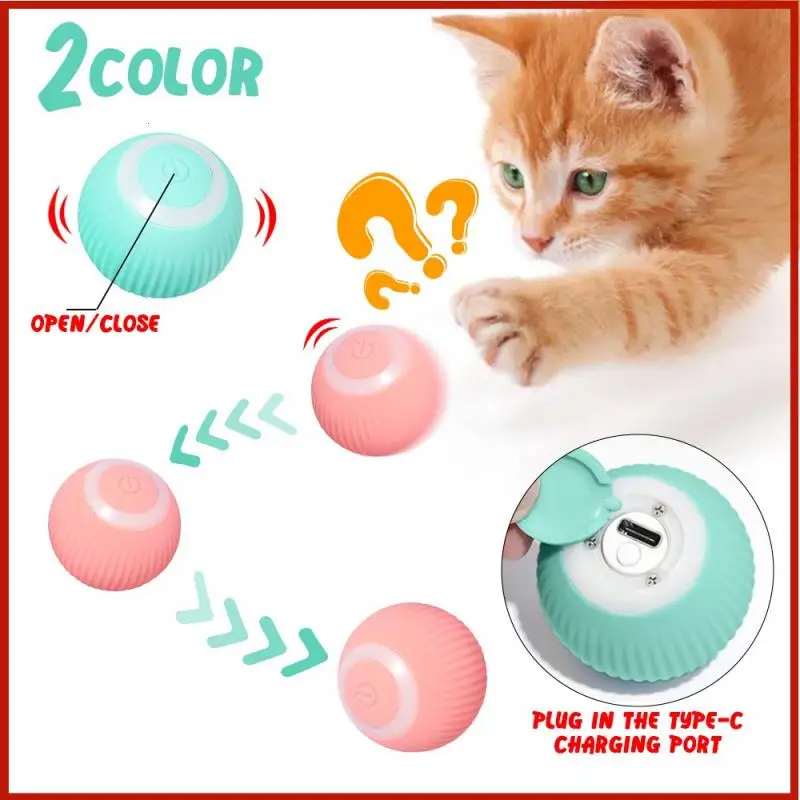 

Smart Electric Cat Ball Toys Automatic Rolling Cat Toys for Indoor Interactive Playing Cats Training Self-moving Kitten Toys