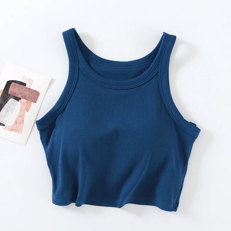 Threaded Chest Pad Vest Nightwear Short Inner Bra Cup Suspender Underwear Women's Summer Pajamas Tops One Piece Sleep T-Shirt