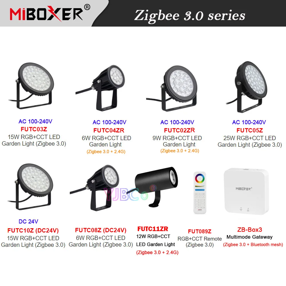 Miboxer 6W 9W 15W 25W RGB+CCT LED Garden Light  Zigbee 3.0 Waterproof IP66 Smart Outdoor Lawn Lamp Voice/App Control AC110V-220V intelligent life 4w ac100 240v mini led spotlight 4watts tuya zigbee bulb lamp wedding spot light lighting ceiling downlight