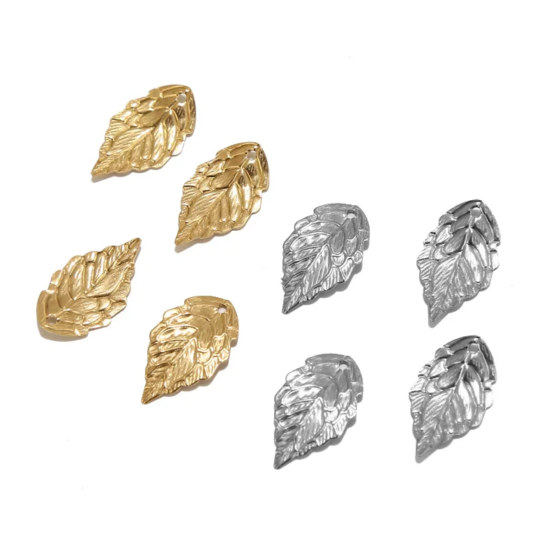 

20pcs 10*18mm Stainless Steel Tiny Charms Leaf Pendants Connectors For DIY Jewelry Bracelet Necklace Making Findings