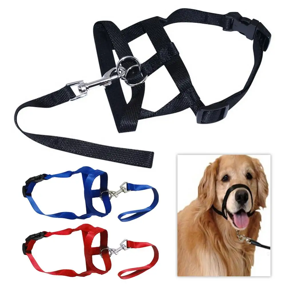 Anti Bite Adjustable Leader Belt Dog Pet Collar No Pull Bite Straps Harness Head Collar Muzzle Halter Training Leash
