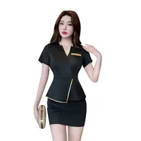 Vêtements de travail pour femmes, costume de serveur d'hôtel, Salon de beauté, Spa, Massage, café des ongles, bain de pieds Sexy, Sauna, technicien, jupe globale, uniforme 5