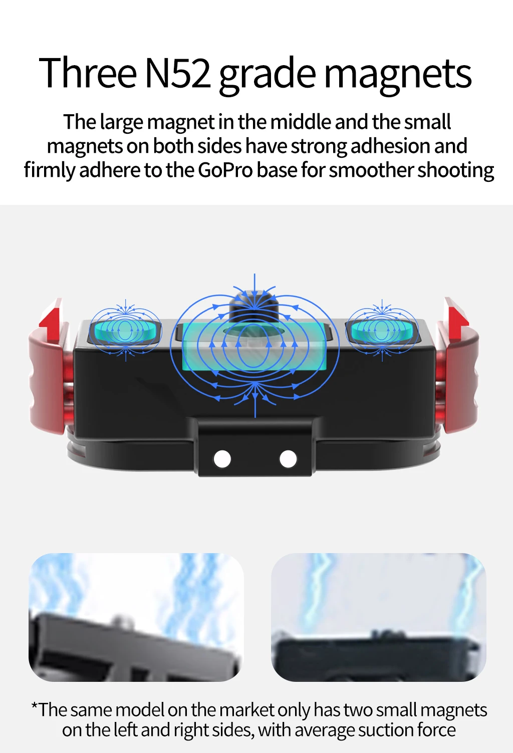 Für Gopro 13 Schwarz Magnetische Quick Release Basis Halterung Aluminium Legierung Verlängerung Adapter Halter Halterung für Gopro Hero 13 Zubehör – Detail 3