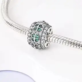 Fit Charms Beads 925 Sterling Silver Clip Zircon Silicone Spacer Beads for Bracelet Women DIY Gift Party