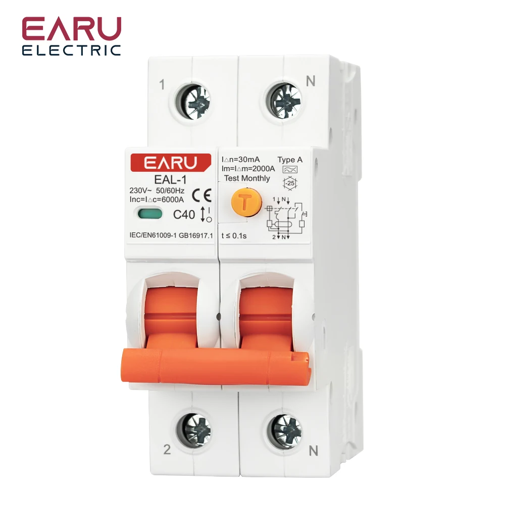 2P 30mA AC A B Type RCBO RCCB MCB Electronic Residual Current Circuit Breaker Ov