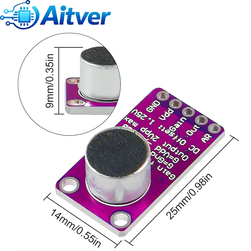 MAX9814 Microphone AGC Module Electret Mic Automatic Gain Control Audio ...