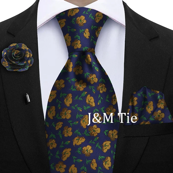 Peacock Blue Floral Print 2-Piece Tie & Pocket Square Set for Men Wedding Business Casual Stylish Accessories
