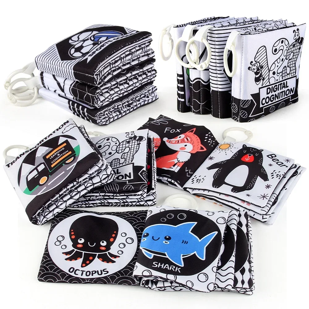 Baby Clothes Book Soft Black and White High Contrast Visual Stimulation Book Toddler Early Learning Educational Book Sensory Toy 5