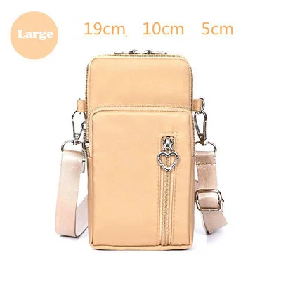 Universal Mobile Phone Bag For Samsung/iPhone/Huawei/HTC/LG Case Wallet Outdoor Sport Arm Purse Shoulder Bag Women Phone Pouch Large cream color