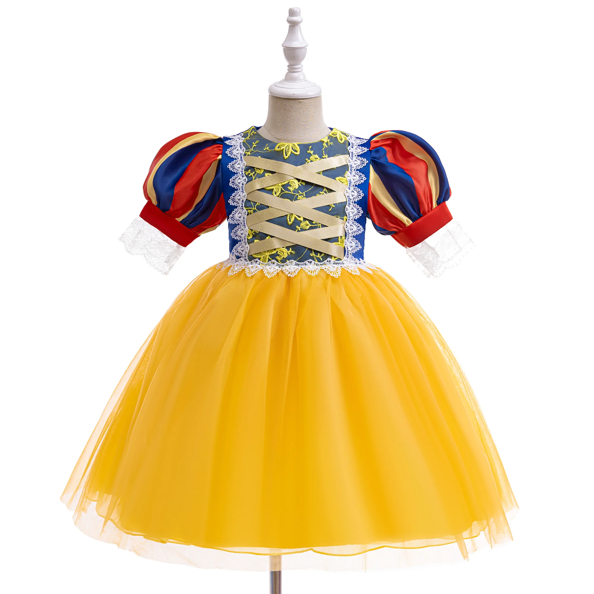 Schneewittchen Mädchen Partykleid Karneval Cosplay Halloween Kostüme Kind Schleife Spitze Geburtstag Prinzessin Ballkleider für Mädchen 4–8 Jahre – Detail 14