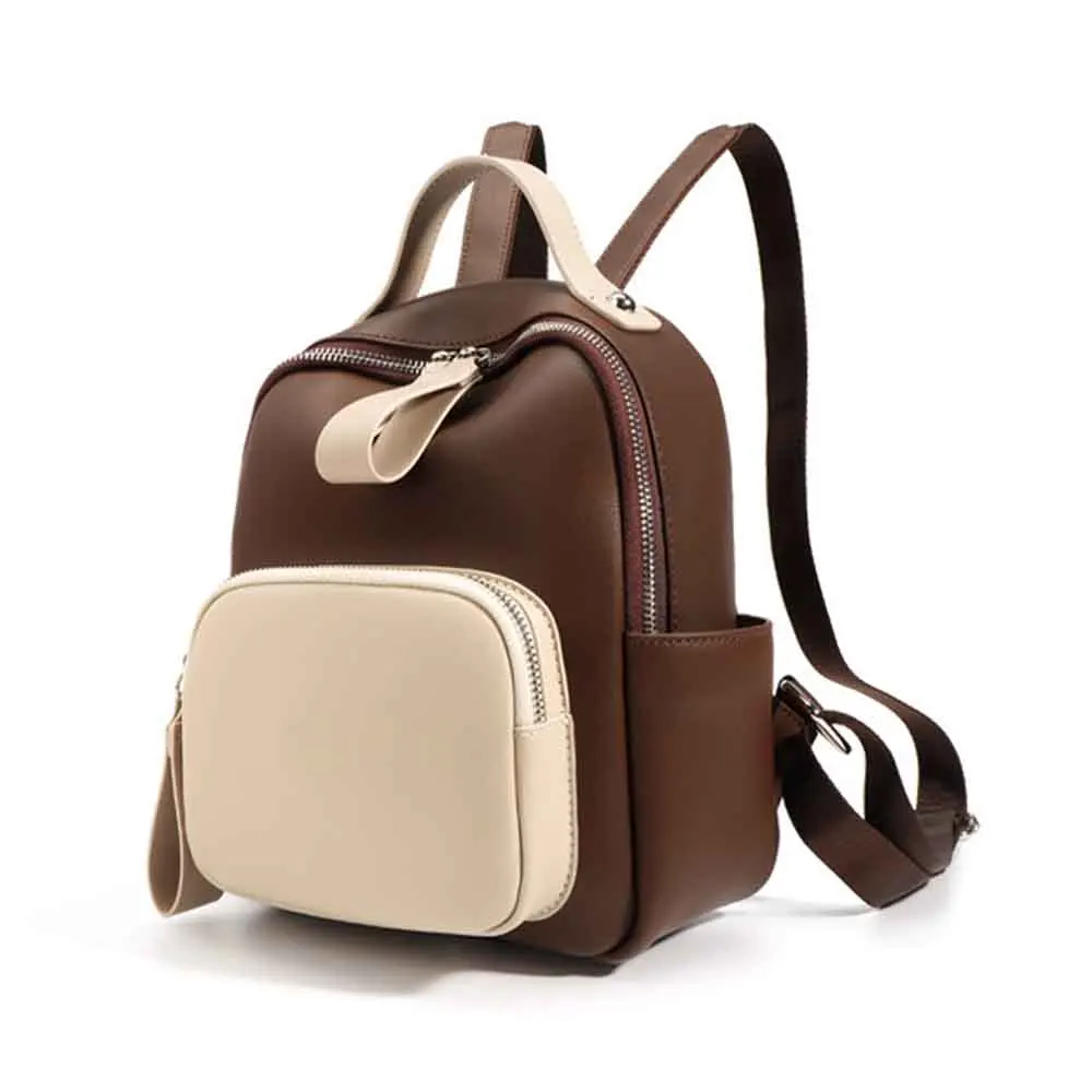 

New Minimalism Mini Backpack Luxury Leather Back Pack Patchwork Style Elegant Lady Knapsack Cute School Bag 2023 New