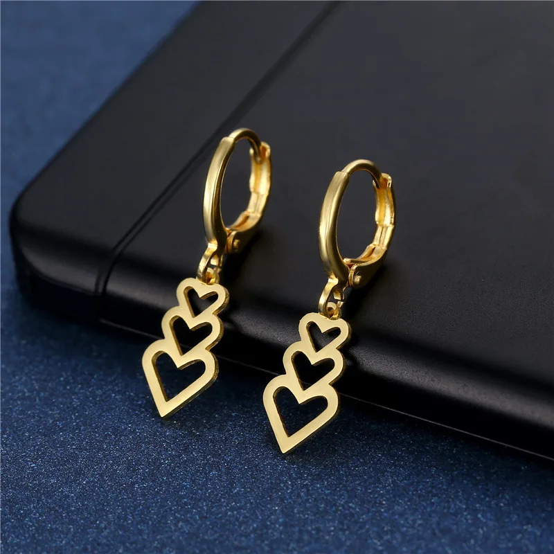 20/30/50 Paare/los Mode Hohe Qualität Edelstahl Hoop Ohrring Liebe Schmuck Für Frauen Mond Herz Schmetterling mix Stil – Detail 12