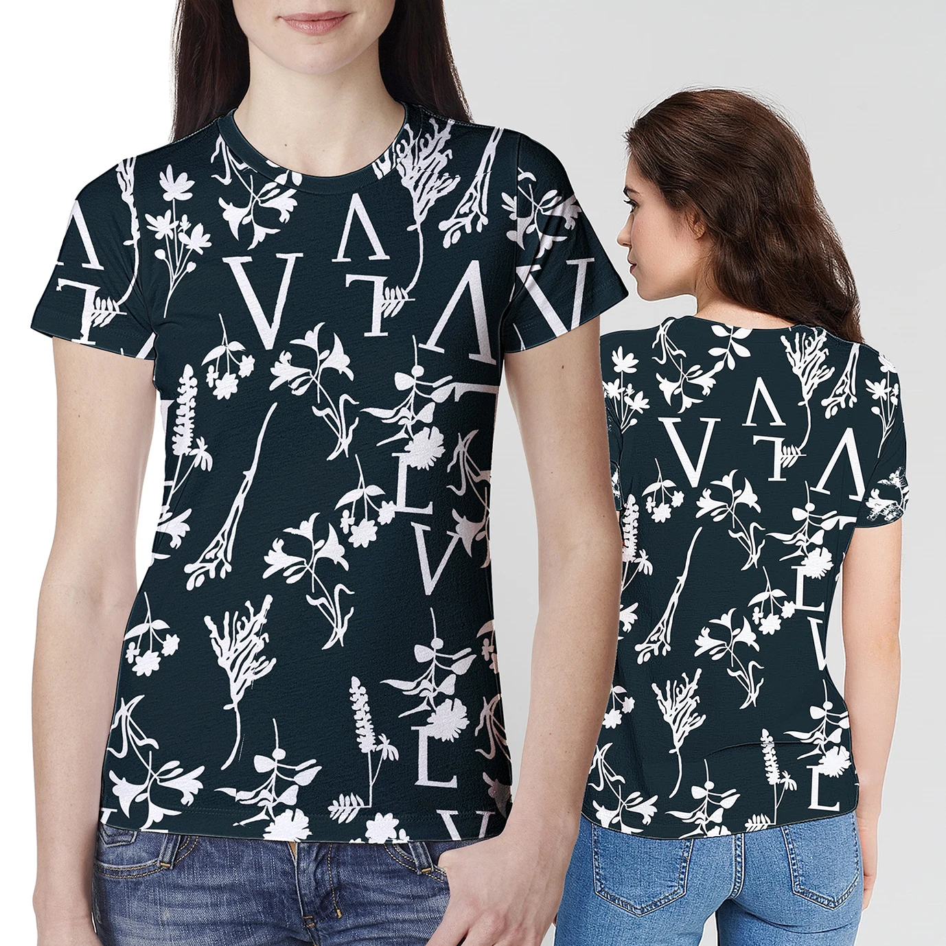 

2024 New Summer Women's T-shirt Fun 3D Letter Print O-Neck Imitation Cotton Short Sleeve T-shirt Fashion Casual Flower Girl Top
