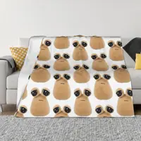 My Pet Alien Pou Flannel Throw Blanket Cute Cartoon Blanket for Bedding Car Super Warm Bedspread 1