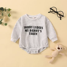 Lioraitiin 0-18M Baby Boy Girl Bodysuit Long Sleeve Crew Neck Letters Print Jumpsuit Sorry Ladies My Daddy’s Taken