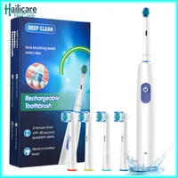 Electric Toothbrush Rotary Cleaning Teeth Brush Smart Timing with 4 Heads 5 Modes Setting Teeth Whitening Oral Car Rechargeable