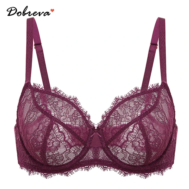 3Pcs Women's Sexy Lace Bra See Through Minimizer Bras Plus Size